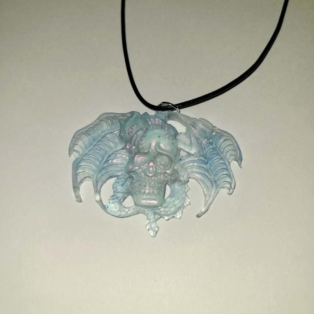 Skull and dragon Gothic necklace